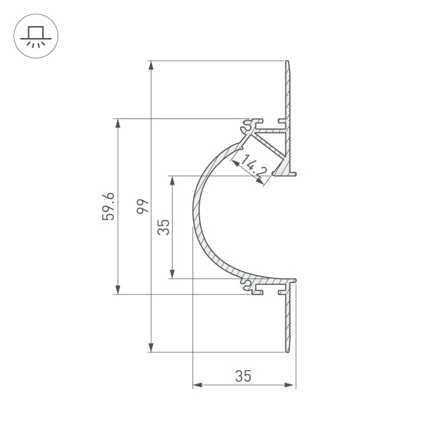 Профиль ARH-CEIL-REFLECT-2000 WHITE (Arlight, Алюминий)