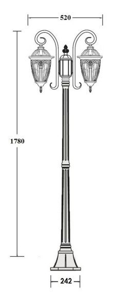 Фонарный столб YAOHUA LUX, Черный, Классика, 86308A 18 Bl