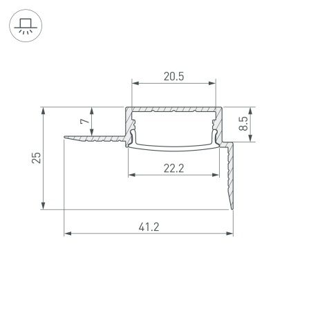 Профиль FANTOM-W20-H10-EDGE-2000 ANOD (Arlight, Алюминий)