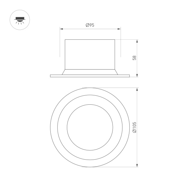Светильник MS-DROP-BUILT-R105-14W Warm2700 (BK, 85 deg, 230V) (Arlight, IP54 Металл, 5 лет)