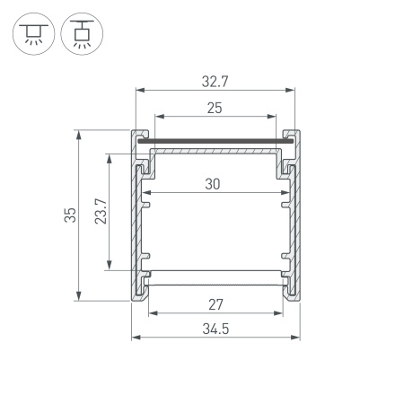 Профиль LINE-3535-BENT-SIDE-2000 ANOD (Arlight, Алюминий)