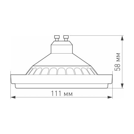Лампа AR111-UNIT-GU10-15W-DIM Day4000 (WH, 120 deg, 230V) (Arlight, Металл)