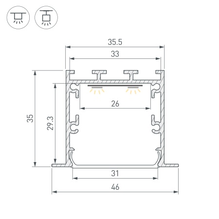 Профиль LINIA49-F-M-2500 WHITE (Arlight, Алюминий)