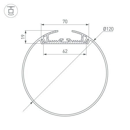 Профиль SL-ROUND-D120-2000 ANOD (Arlight, Алюминий)