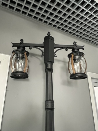 Светильник садово-парковый "Варна", G3960-2, 2*Е27  2*60W  IP44  h=2.51m, black+ wood