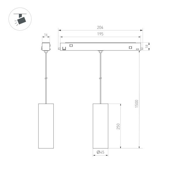 Светильник MAG-ORIENT-SPOT-HANG-R45-12W Day4000 (WH, 24 deg, 48V, DALI) (Arlight, IP20 Металл, 3 года)