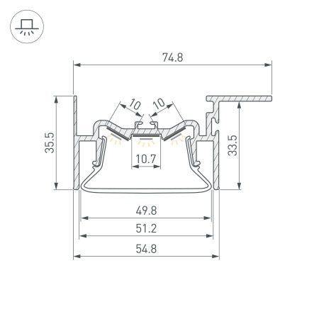Профиль FOLED-50-CEIL-SIDE-2000 (Arlight, Алюминий)