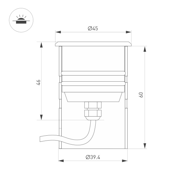 Светильник KT-AQUA-R45-3W White6000 (SL, 45 deg, 12V) (Arlight, Герметичный)