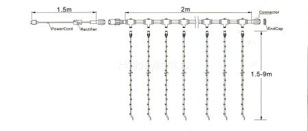 Cветодиодная гирлянда занавес LC-1920 WS 2х1,5 м 380 LED IP54 теплый
