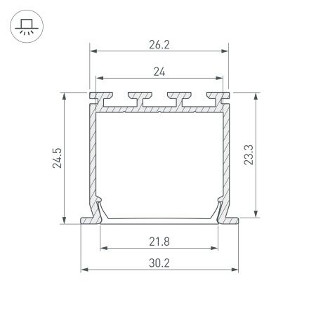 Профиль PLS-LOCK-H25-FS-2000 ANOD (Arlight, Алюминий)