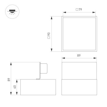 Светильник DL-GRIGLIATO-S90x90-12W Day4000 (GR, 90 deg, 230) (Arlight, IP40 Металл, 5 лет)