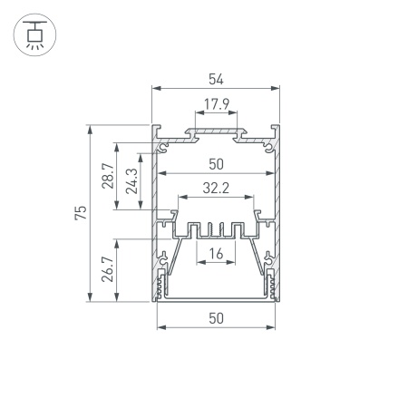 Профиль IP-LINE-5475-2000 BLACK (Arlight, Алюминий)