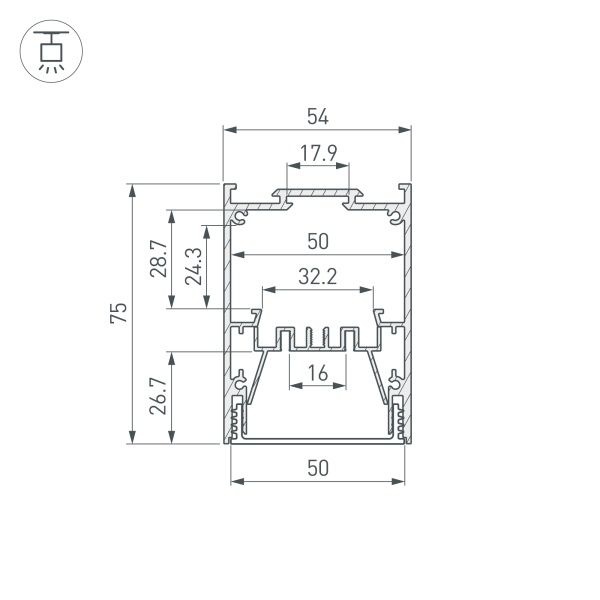 Профиль IP-LINE-5475-2000 BLACK (Arlight, Алюминий)
