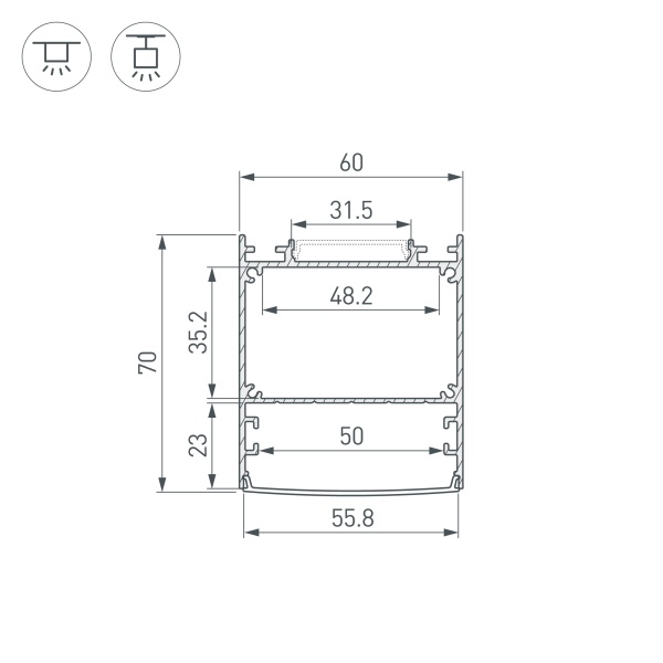 Профиль LINE-6070-3000 ANOD (Arlight, Алюминий)