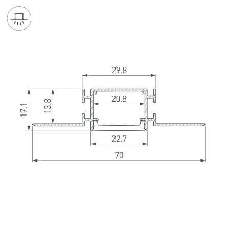 Профиль FANTOM-BENT-W23-SIDE-2000 ANOD (Arlight, Алюминий)