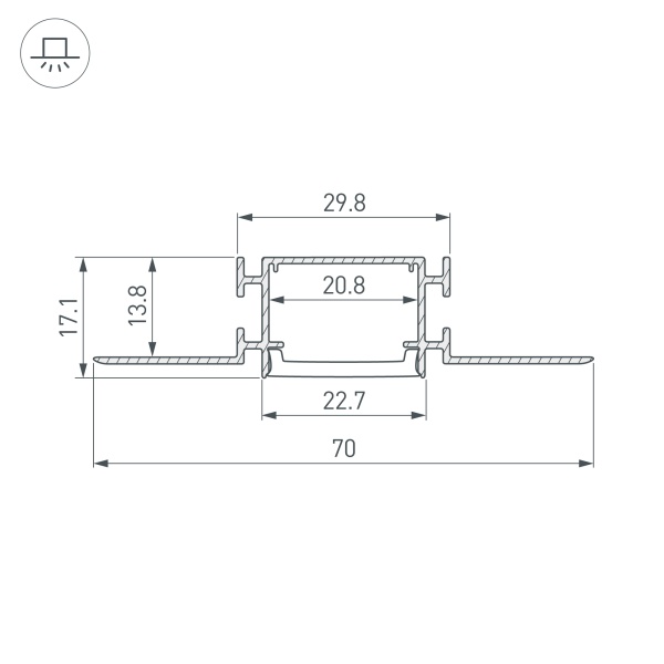 Профиль FANTOM-BENT-W23-SIDE-2000 ANOD (Arlight, Алюминий)
