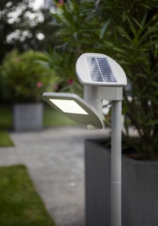 На солнечных батареях светильник Lutec, Светло-серый, Модерн, P9011-1030 Spike S