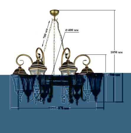 Подвесной светильник YAOHUA LUX, Черный с золотой патиной, Классика, 91370S/6/18 st 40 Gb