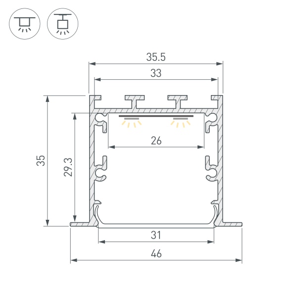 Профиль LINIA49-F-M-3000 BLACK (Arlight, Алюминий)