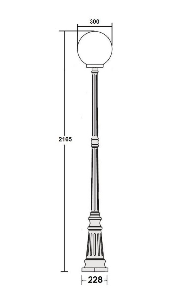 Ландшафтный столбик YAOHUA LUX, Черный с золотой патиной, Классика, 88209PG Gb