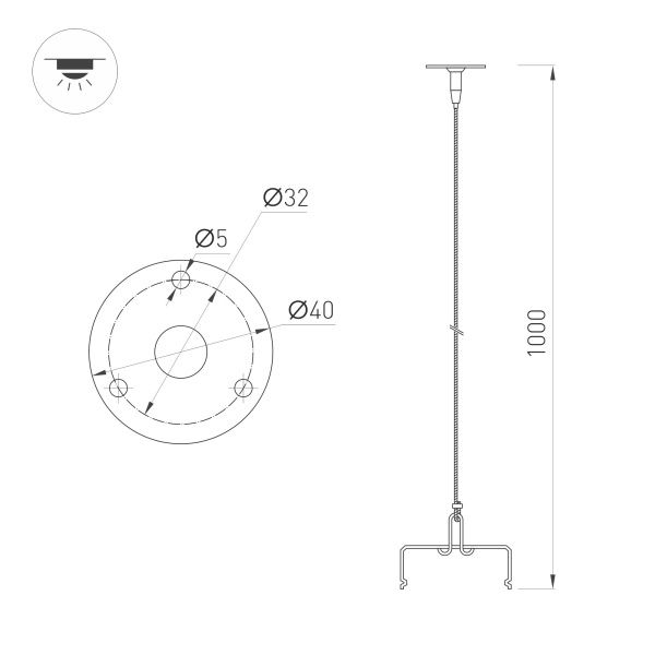 Подвес ALT-TUBULAR-HANG-L1000 (SL) (Arlight, -)