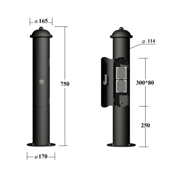 Розетка садовая, Черный, 2-750 круг Bl
