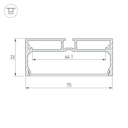 Профиль с экраном SL-LINE-7532-2000 ANOD (Arlight, Алюминий)