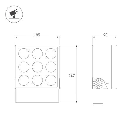 Светильник ALT-BLOCK-S185x185-36W Day4000 (GR, 60 deg, 230V) (Arlight, IP66 Металл, 3 года)