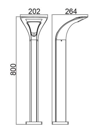 Ландшафтный столбик Lutec, Темно-серый, Модерн, W2522S-800 Gr