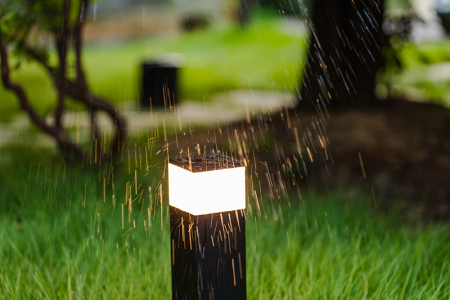 Садовая розетка, G3120, LED 11W , 2 розетки 16A-3500W, h= 0.367м IP44, черный