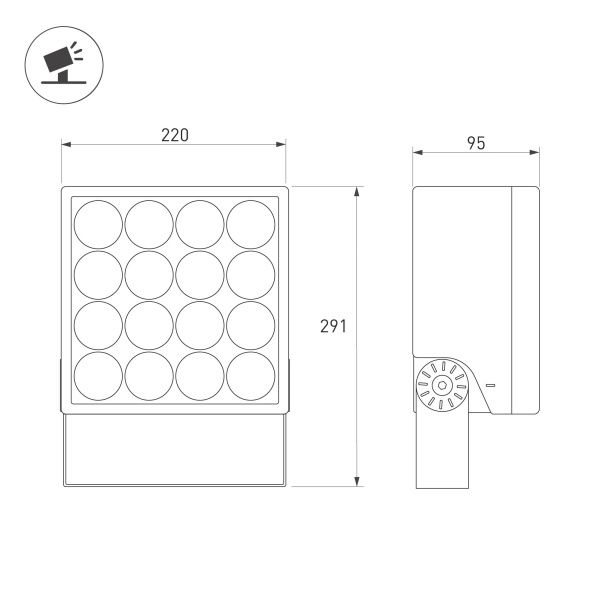 Светильник ALT-BLOCK-S220x220-50W Day4000 (GR, 60 deg, 230V) (Arlight, IP66 Металл, 3 года)