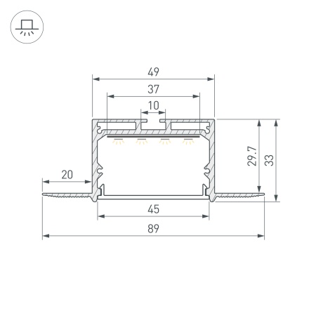 Профиль LINIA45-FANTOM-3000 ANOD (Arlight, Алюминий)