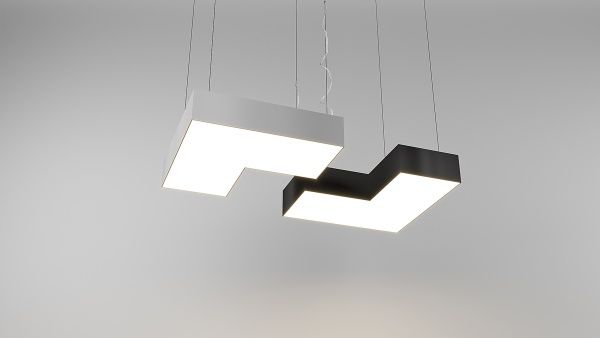 Г-образный светильник подвесной черный SILED CUBO 450х450х100 (21 Вт)