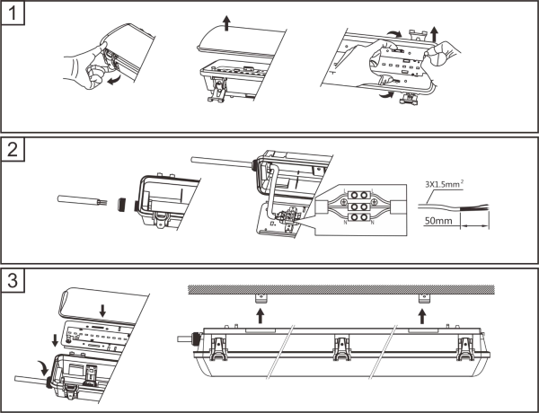 Светильник линейный светодиодный, G7106, 36W 6000К IP65, ABS+PC