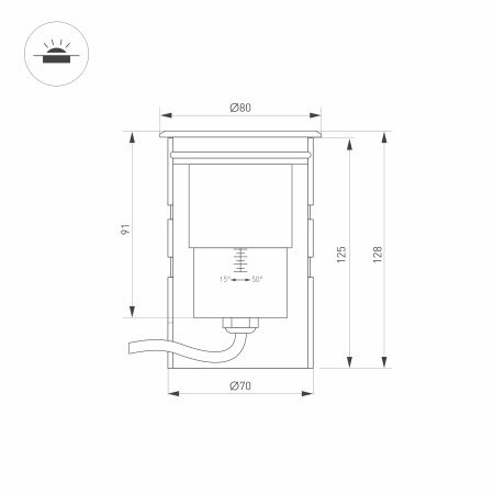 Светильник ART-GROUND-ZOOM-R80-8W Day4000 (SL, 15-50 deg, 24V) (Arlight, IP67 Металл, 3 года)