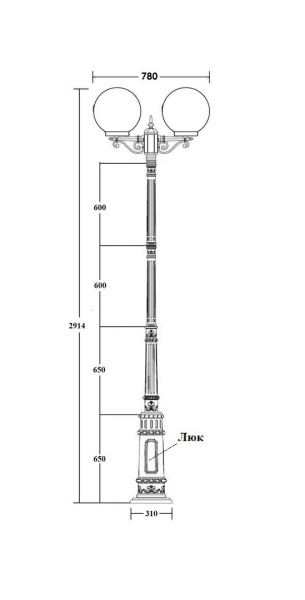 Фонарный столб YAOHUA LUX, Черный, Классика, 88210LA/E7 Bl