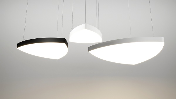 Подвесной светильник треугольный белый SILED MOSO 600х600х100 (38 Вт)