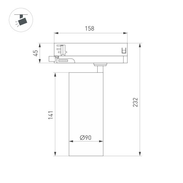 Светильник LGD-GERA-4TR-R90-30W Warm3000 (BK, 24 deg, 230V) (Arlight, IP20 Металл, 5 лет)