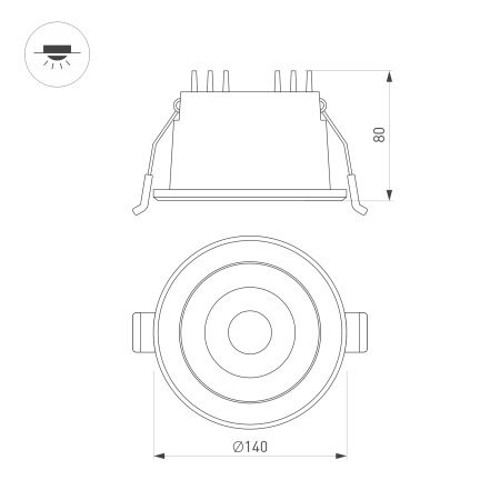 Светильник MS-ALORA-BUILT-R140-12W Day4000-MIX (BK, 60 deg, TRIAC) (Arlight, IP54 Пластик, 3 года)