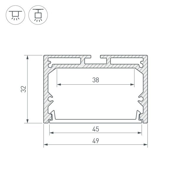 Профиль с экраном SL-LINE-4932-2500 WHITE+OPAL (Arlight, Алюминий)