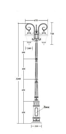 Фонарный столб YAOHUA LUX, Черный, Классика, 86410B/18L E7 Bl