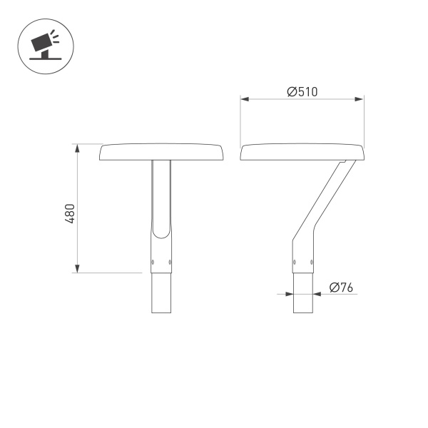 Светильник ALT-DEKKEL-50W Warm2700 (BK, 145x40 deg, 230V) (Arlight, IP65 Металл, 5 лет)