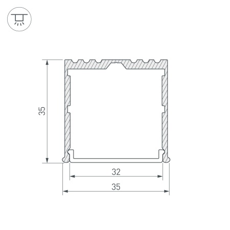Профиль ARH-POWER-W35-3000 ANOD (Arlight, Алюминий)