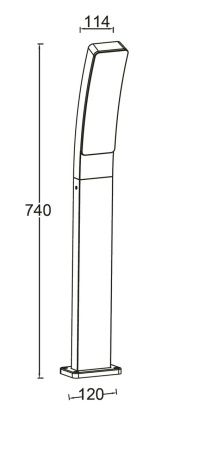 Ландшафтный столбик Lutec, Темно-серый, Модерн, W2889-740 Gr