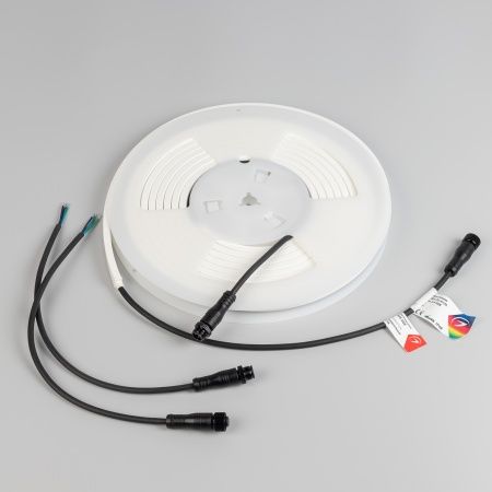 Лента герметичная WAVE-SIDE-PU-H120-06x12mm 24V RGB (8 W/m, IP68, 5m, wire x2) (Arlight, Вывод боковой, 3 года)