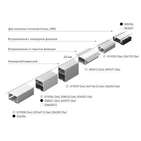 Профиль LINIA45-FANTOM-2000 ANOD (Arlight, Алюминий)