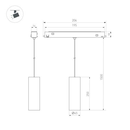 Светильник MAG-ORIENT-SPOT-HANG-R45-12W Day4000 (BK, 24 deg, 48V) (Arlight, IP20 Металл, 3 года)