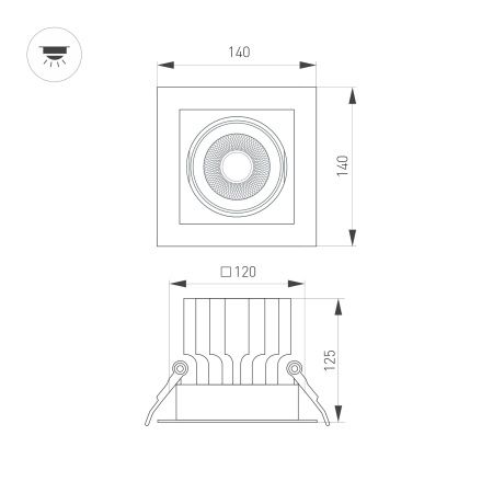 Светильник MS-VORTEX-BUILT-S140x140-30W Day4000 (WH-WH, 30 deg, 230V) (Arlight, IP20 Металл, 5 лет)