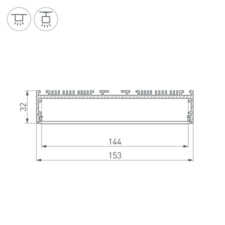 Профиль ARH-POWER-W150-2000 ANOD (Arlight, Алюминий)