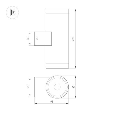 Светильник LGD-RAY-WALL-TWIN-R65-2x12W Warm3000 (GR, 6 deg, 230V) (Arlight, IP65 Металл, 3 года)